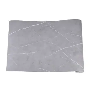 Grey Marble Effect PVC Self Adhesive Wallpaper Roll Kitchen Wallpaper 1.8m²