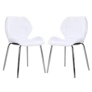 Darcy White Faux Leather Dining Chairs In A Pair