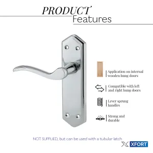 XFORT Polished Chrome London Suite Lever Latch Door Handles, 2 Pairs