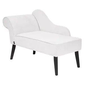 Left Hand Fabric Chaise Lounge White BIARRITZ