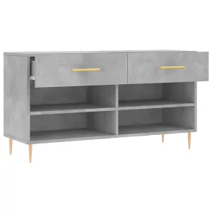 Berkfield Shoe Bench Concrete Grey 102x35x55 cm Engineered Wood