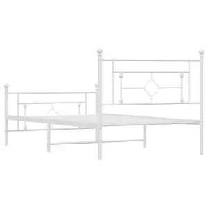 Berkfield Metal Bed Frame without Mattress with Footboard White 107x203cm