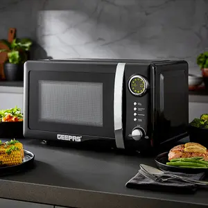 GEEPAS Retrovive 20L Digital Freestanding Microwave Oven 700W, Black