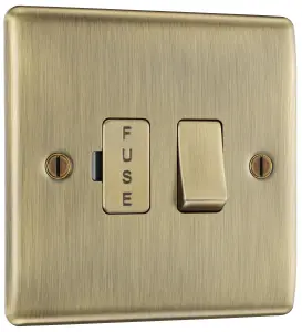 BG Antique Brass 13A 2 way Raised slim profile Screwed Switched Fused connection unit