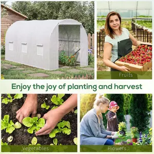 Outsunny Large Walk-in Greenhouse Poly Tunnel Galvanised Garden Plants Grow Tent