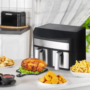 Alivio 9L Air Fryer Digital Large Dual Basket With Timer & Temperature Touchscreen