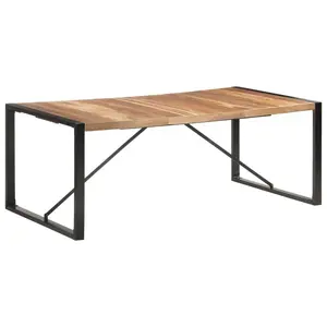 Cheyenne Dining Table Solid Wood Light Brown / Black / H75 x L200 x W100cm