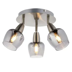 Kleo Contemporary Satin Nickel effect 3 Light Spotlight