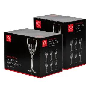 RCR Crystal - Orchestra Cut Glass Wine Glasses and Champagne Flutes - 290ml, 200ml - 12pc Set