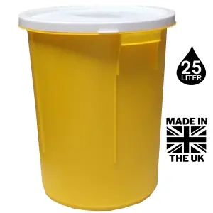 25L Yellow Grit Salt Bin 43cm with Lid for De-Icing Salt or Grit for Driveway, Path and Patio