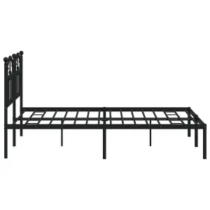 Berkfield Metal Bed Frame with Headboard Black 140x190 cm