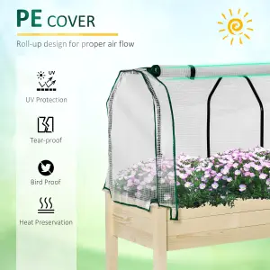 Outsunny Raised Garden Bed w/ PE Cover Patio Elevated Wood Planter Box Natural