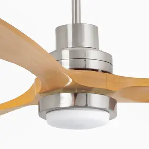 Luminosa Lantau Large Led Matt Nickel, Pine Ceiling Fan DC Smart 15W 3000K, 6 Speed