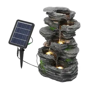 Water Feature Self Containing Feature Fountain Rockery Decoration with LED Light for Garden