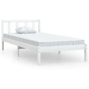 Berkfield Bed Frame White Solid Wood Pine 75x190 cm Small Single