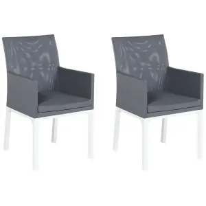 Set of 2 Garden Chairs with Cushions BACOLI Fabric Dark Grey