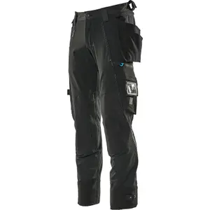 Mascot Advanced Trousers with Holster Pockets and Stretch - Black   (30.5) (Leg Length - Regular)