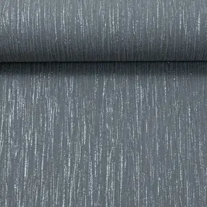 Grandeco Plain Black Charcoal Crystal Metallic Glitter Textured Vinyl Wallpaper