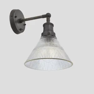 Industville Brooklyn Glass Funnel Wall Light, 7 Inch, Pewter Holder