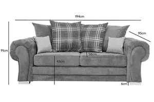 Verona 3&2 Seater Sofa Set Chenille Fabric Grey