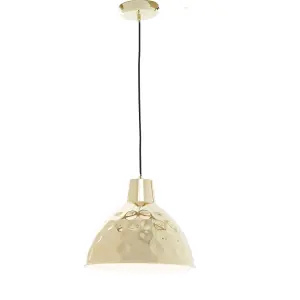 Interiors by Premier Leni Gold Finish Hammered Pendant Light 35cm