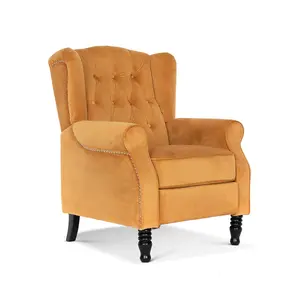 Velvet Gold Marianna Manual Recliner Wingback Chair