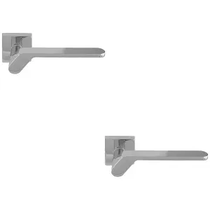 2 PACK - Premium Modern Slim Door Handle Set - Polished Chrome Angled Lever on Square Rose