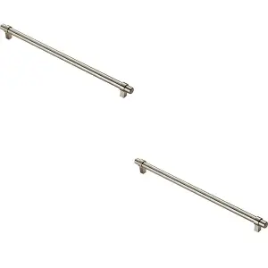 2x Round T Bar Cabinet Pull Handle 360 x 14mm 320mm Fixing Centres Satin Nickel