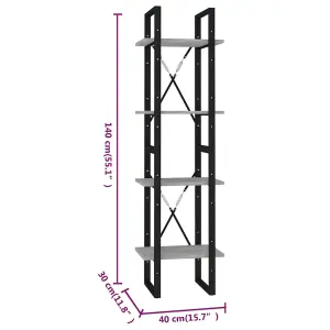 Berkfield 4-Tier Book Cabinet Concrete Grey 40x30x140 cm Engineered Wood