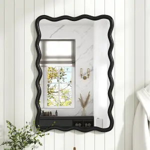 Metal Decorative Wall Mounted Shatterproof Mirror with Black Frame