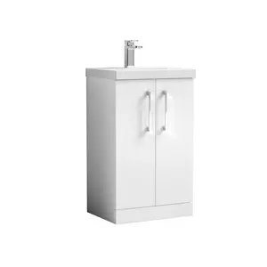 Arno 510mm Single Bathroom Vanity with Integrated Vitreous China Basin Gloss White