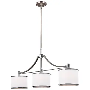 Elstead Prospect Park 3 Light Ceiling Island Chandelier Pendant Bar Light Satin Nickel, Chrome, E27