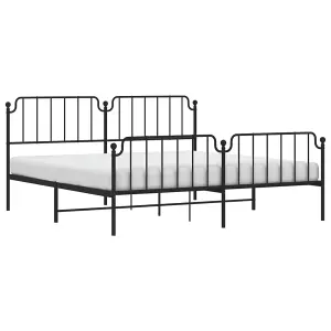 Berkfield Metal Bed Frame without Mattress with Footboard Black 193x203cm