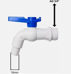 Butt Outlet Replacement Tap Water Storage Tank Plastic Valve Faucet 3/4 BSPM