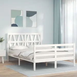 Berkfield Bed Frame with Headboard White 140x200 cm Solid Wood