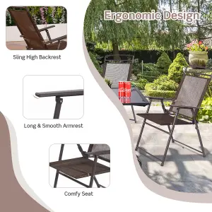 Costway Set of 4 Patio Folding Chairs Portable Metal Camping Chairs Lightweight Sling Chairs