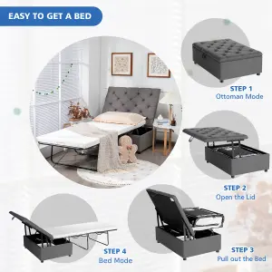 Costway 2-in-1 Convertible Sofa Bed Folding Ottoman Sleeper Space Saving Couch Lounger