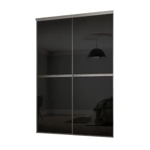 Minimalist Panelled Black 2 door Sliding Wardrobe Door kit (H)2260mm (W)1504mm