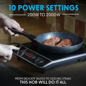 Compact 1 Zone Induction Hob - 2000W Electric Stove with Timer and Safety Features