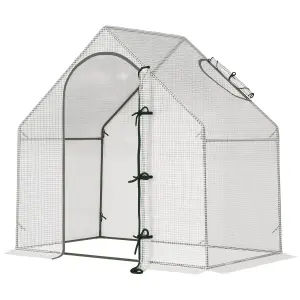 Outsunny Walk-In Portable Greenhouse Mini Grown House Steel Frame Window White