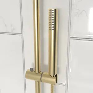 Nes Home Modern Brushed Brass Cool Touch Thermostatic Riser Rail Shower Set