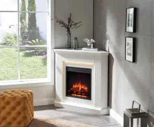 FLAMME Howick Corner Fireplace with 38'' surround with 2kW Fireplace Heater White Multiple Colours Available