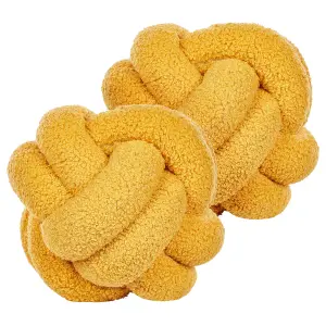 Set of 2 Cushions MALNI Boucle 19 x 19 cm Solid Mustard