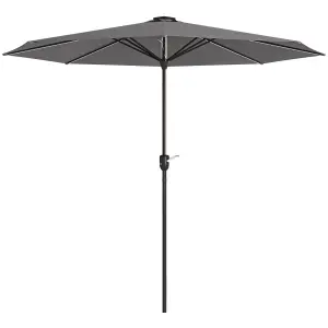 Outsunny Solar Patio Garden Parasol with Lights for Outdoor, Charcoal Grey