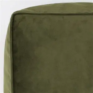 Geesche 40cm Wide Velvet Square Pouffe Ottoman Mercury Row Upholstery Colour: Olive Green