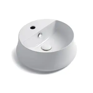 Melrose Gloss White Ceramic Round Counter Top Basin (W)420mm