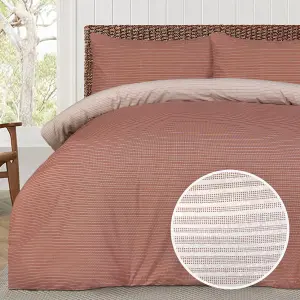 Smart Living Luxury Super Soft Reversible Pinstripe Duvet Cover with Pillowcase