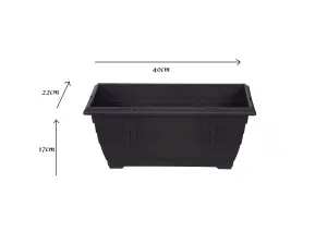 2 x 40cm Small Plastic Venetian Window Box Trough Planter Pot Black Colour