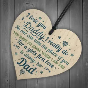 Red Ocean Dad Gifts From Daughter From Son Hanging Wooden Heart Fathers Day Daddy Birthday Card Or Gift For Him