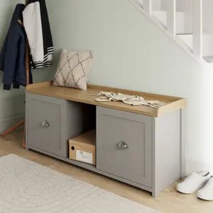 GFW Lancaster 2 Door Shoe Bench Grey